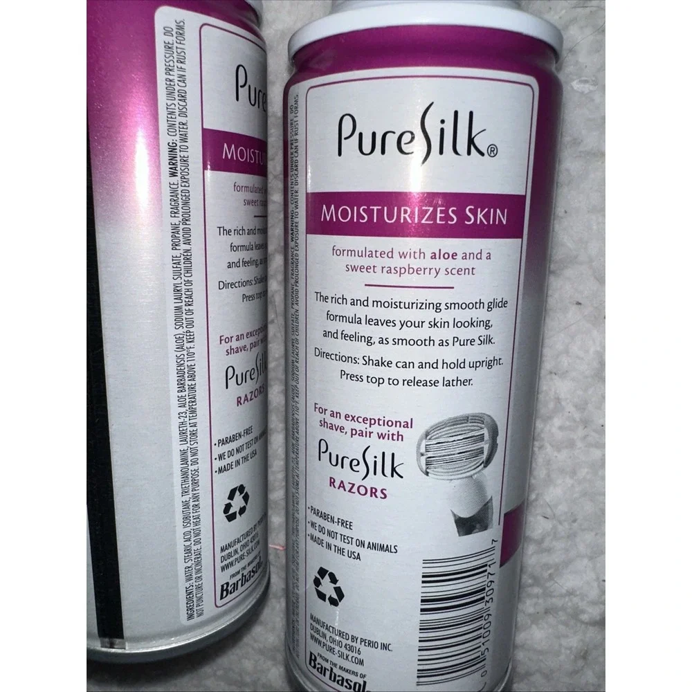 Pure Silk Shave Cream with Aloe, Raspberry Mist, 5 OZ Lot Of 2
